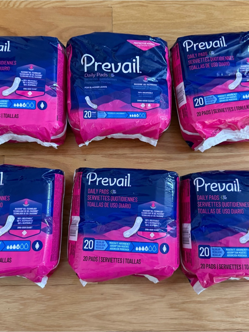 Prevail Daily Pads Bundle of 6 - 20 Count per pack